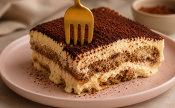 Finally, clean the edges of the dish with a damp paper towel and refrigerate the tiramisu overnight.