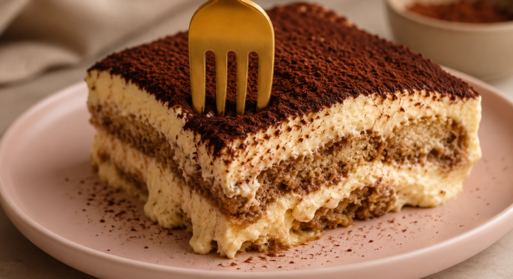 Finally, clean the edges of the dish with a damp paper towel and refrigerate the tiramisu overnight.