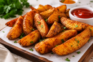 Crispy Baked Garlic Parmesan Potato Wedges 