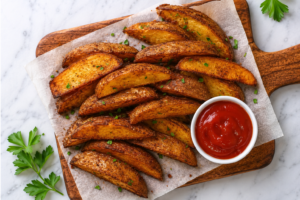 Crispy Baked Garlic Parmesan Potato Wedges 