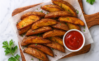 Crispy Baked Garlic Parmesan Potato Wedges