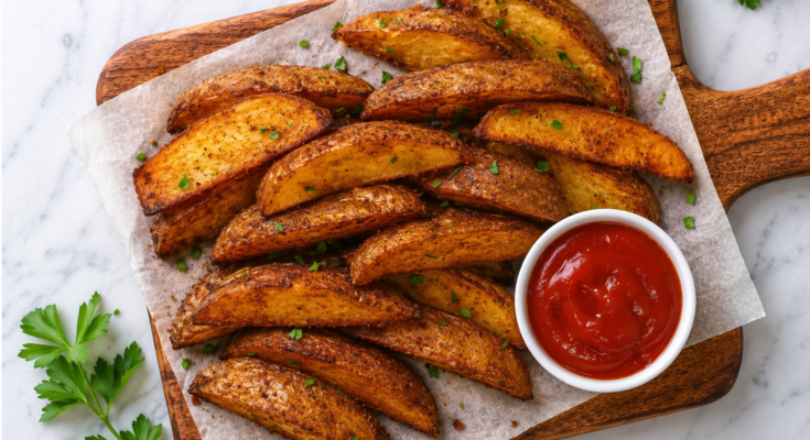 Crispy Baked Garlic Parmesan Potato Wedges