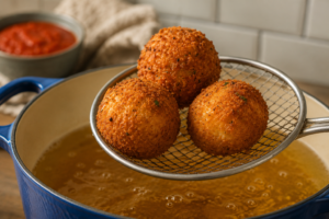 Homemade Crispy Mozzarella Sticks and Risotto Balls Recipes